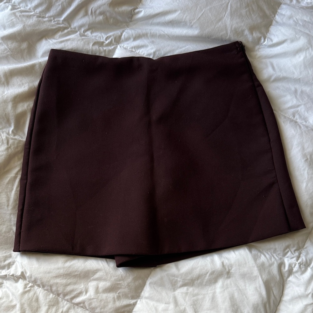Zara Dark Dark Red Burgundy Mini Skort Size Small